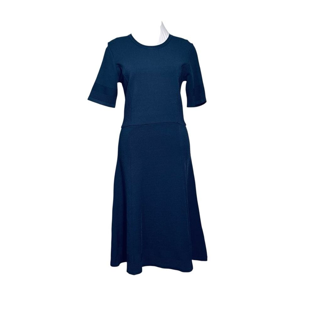 Biana Knit Dress Size 6 Navy Blue Fit & Flair Business Career Designer